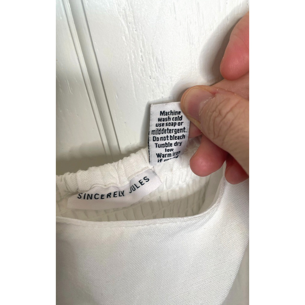 NWT Sincerely Jules Women's White Linen Blend Sundress Sz S Lined Lagenlook Boho - Picture 9 of 10